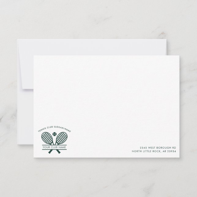 Custom Tennis Club Name Team Coach Thank You Card (Front)