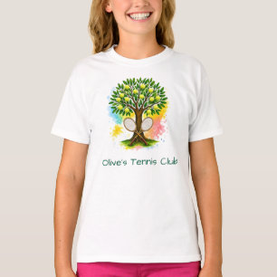 Custom Tennis Club Retro Watercolor Tree T-Shirt