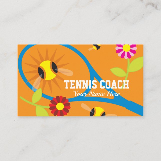 Custom Tennis Coach business card template (Front)