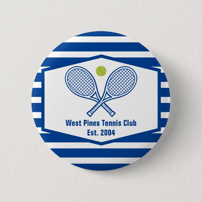 Custom Tennis Country Club Blue Striped 6 Cm Round Badge (Front)