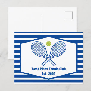 Custom Tennis Country Club Blue Striped Postcard