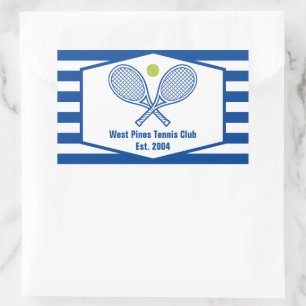 Custom Tennis Country Club Blue Striped Rectangular Sticker