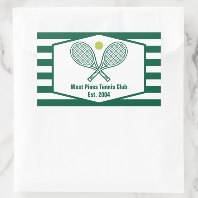 Custom Tennis Country Club Green Striped Rectangular Sticker (Bag)