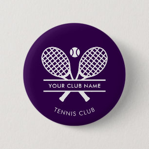 Custom Tennis Country Club Name Team Purple Swag 6 Cm Round Badge
