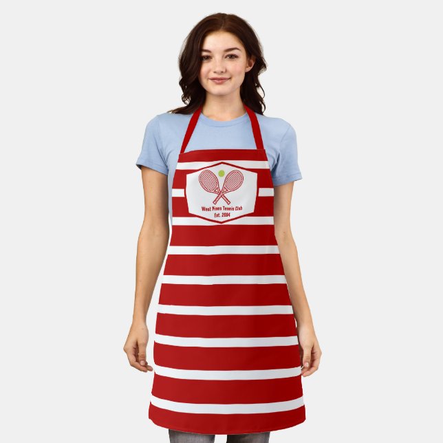 Custom Tennis Country Club Red Striped Apron (Worn)