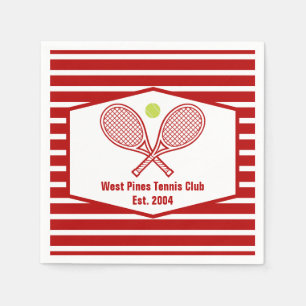 Custom Tennis Country Club Red Striped Napkin