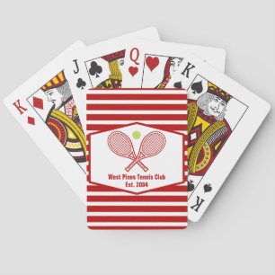 Custom Tennis Country Club Red Striped Playing Cards