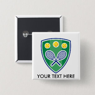 Custom tennis gift for club or tournament 15 cm square badge