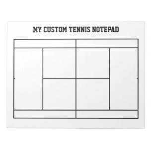 Custom tennis lessons notepad with court layout