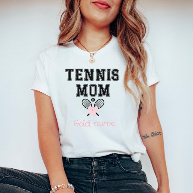 Custom Tennis Mum T-Shirt with Pink Bow & Rackets (Creator Uploaded)