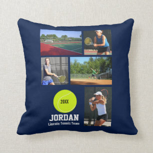 Custom Tennis Photo Collage Name Team Year Cushion