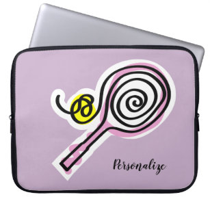 Custom tennis player gifts - Pink racket and ball Laptop Sleeve