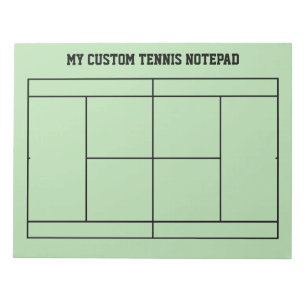 Custom tennis strategy notepad with court layout