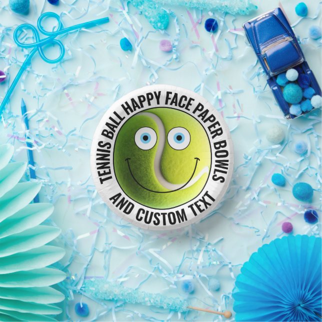 Custom Tennis Theme Party BLUE EYES Happy Face 7" Paper Plate (Party)