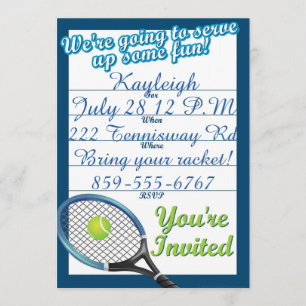 Custom Tennis Themed Invite