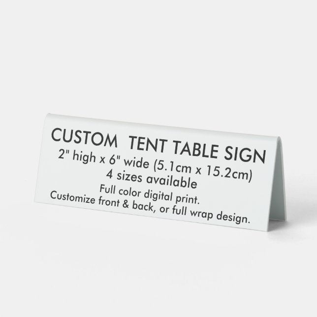 Custom Tent Table Sign 2" x 6" - Desk Accessories (Front)