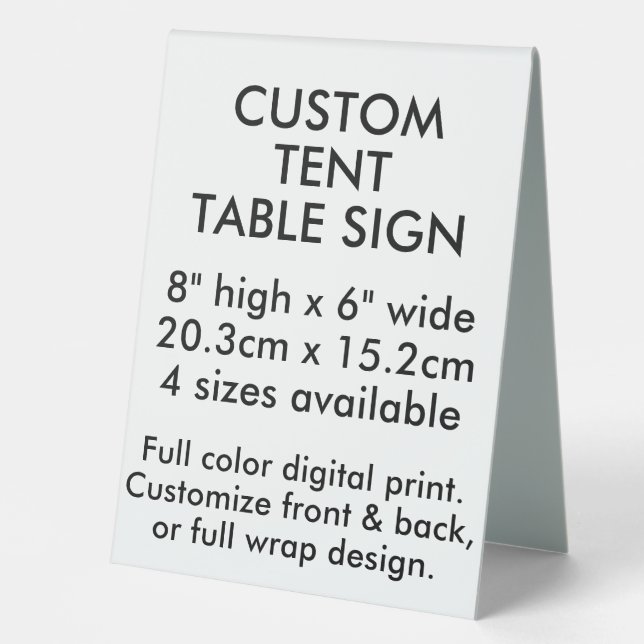 Custom Tent Table Sign 8" x 6" - Desk Accessories (Front)