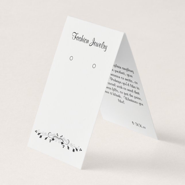 Custom Tented Vintage Ivy Earring Display Cards (Front)