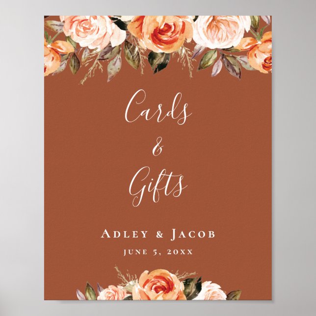 Custom Terracotta Boho Floral Wedding Sign (Front)