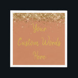 Custom Terracotta Clay Gold Glitter Birthday Party Napkin<br><div class="desc">personalised sweet 16 paper napkin,  personalised 1st 15th 16th serviette,  wedding reception cocktail hen do,  quinceanera mis quince for her,  couple rehearsal dinner vow renewal,  daughter bridal shower high school,  son college graduate baby boy,  25th anniversary 30th 40th 50th,  girl bachelorette weekend night 18th,  20th 21st wife husband graduation</div>