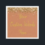 Custom Terracotta Clay Gold Glitter Birthday Party Napkin<br><div class="desc">personalised sweet 16 paper napkin,  personalised 1st 15th 16th serviette,  wedding reception cocktail hen do,  quinceanera mis quince for her,  couple rehearsal dinner vow renewal,  daughter bridal shower high school,  son college graduate baby boy,  25th anniversary 30th 40th 50th,  girl bachelorette weekend night 18th,  20th 21st wife husband graduation</div>