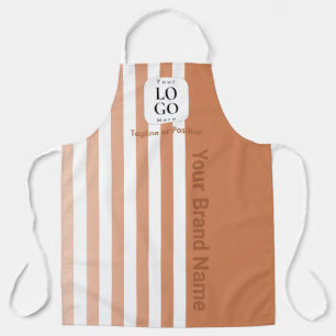 Custom Terracotta Logo Stripes Business Apron