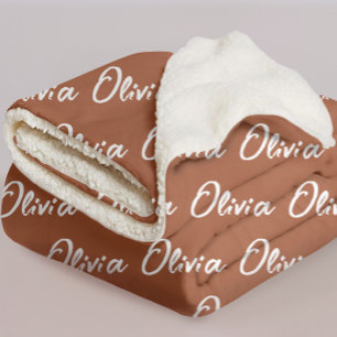 Custom Terracotta Sherpa Blanket for Bridesmaids