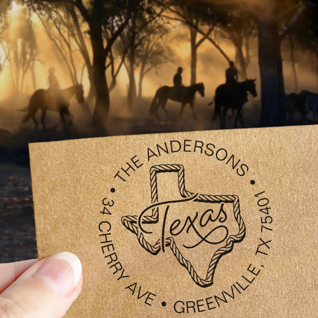 Custom Texas Cowboy Lasso Return Address Rubber Stamp (Creator Uploaded)
