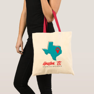 Custom Texas Heart Map Marker City Coordinates Tote Bag