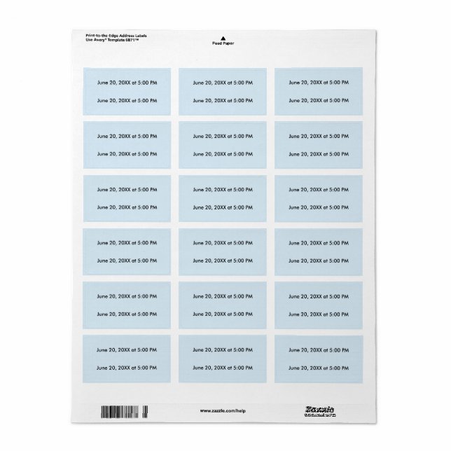 Custom Text 2 Lines, light blue background Label (Full Sheet)