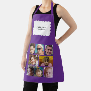 Custom text 8 photos white purple apron