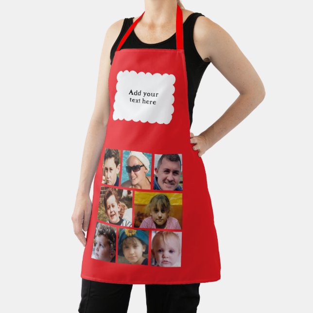 Custom text 8 photos white red apron (Insitu)