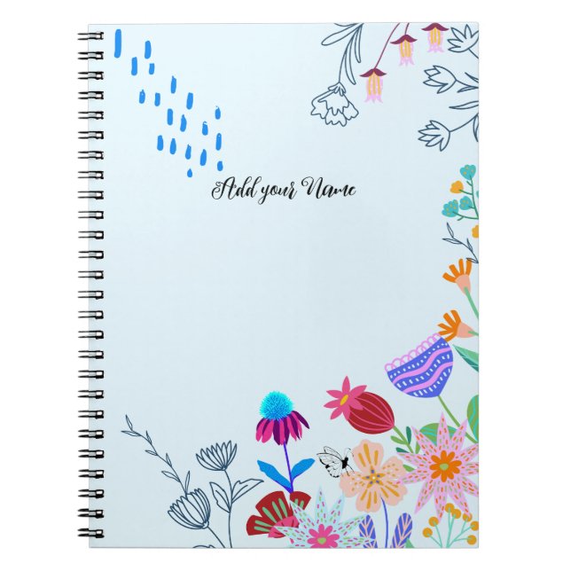 CUSTOM TEXT - Abstract and Line flowers Notebook (Front)