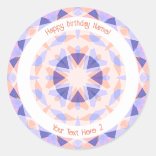 Custom Text Age Pink Purple Birthday Magic Star Classic Round Sticker