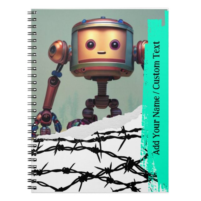 CUSTOM TEXT - Ai Image - Cute Robot Notebook (Front)