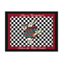 Custom Text Alice in Wonderland White Rabbit Check