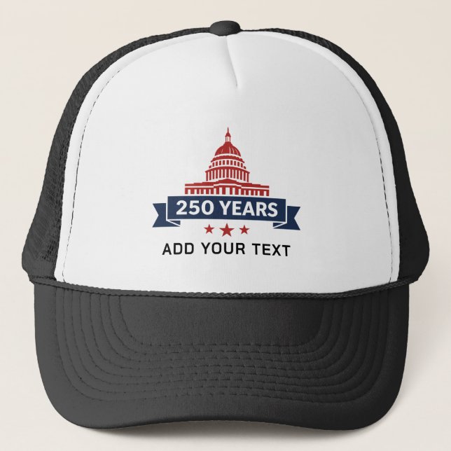 Custom Text America 250 White House Line Art Hat (Front)