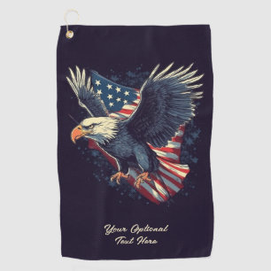Custom Text American Eagle Golf Towel
