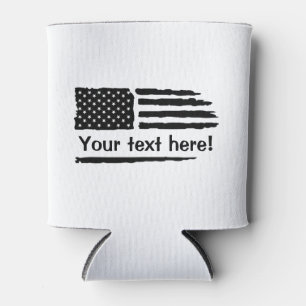 Custom Text American Flag  Can Cooler