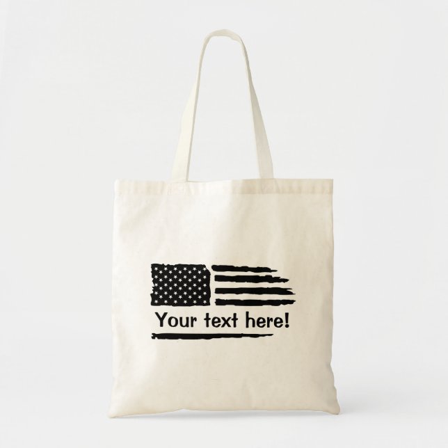 Custom text American Flag Tote Bag (Front)