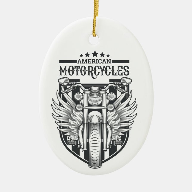 Custom text “American Motocycles” ornament (Front)