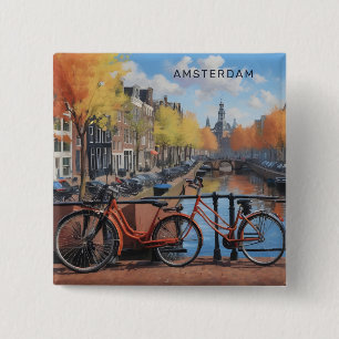Custom Text Amsterdam 15 Cm Square Badge