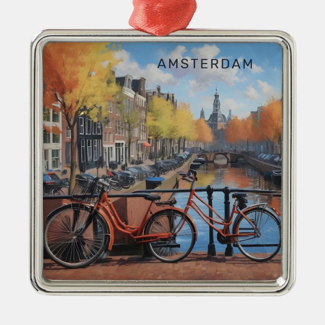 Custom Text Amsterdam Metal Tree Decoration (Front)