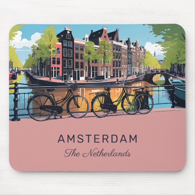 Custom Text Amsterdam Mouse Mat (Front)