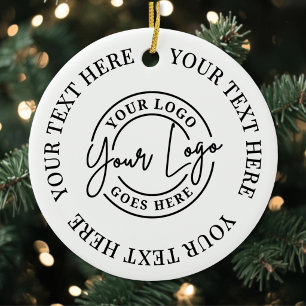 Custom Text And Business Logo Ceramic Tree Decoration