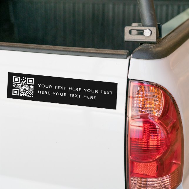 Custom Text and Business QR Code Promotional Black Bumper Sticker (On Truck)