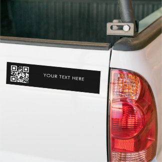 Custom Text and Business QR Code Promotional Black Bumper Sticker