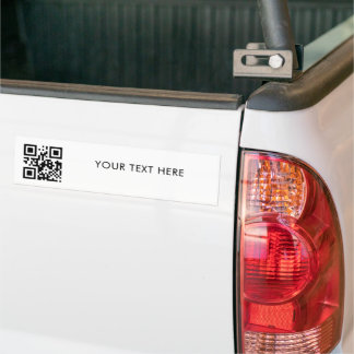 Custom Text and Business QR Code Promotional White Bumper Sticker