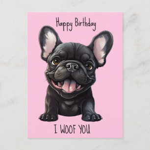 Custom text and colour, 🐶Frenchie puppy Birthday Postcard