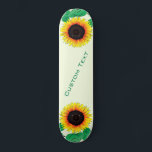 Custom Text and Colours Skateboard with Sunflowers<br><div class="desc">Art Sunflowers - Add Your Text / Name / Year / Number / Logo / More  - Choose / add your favourite background and colours !</div>